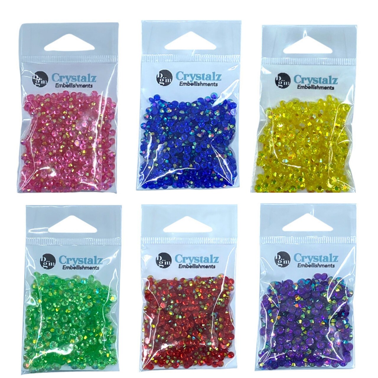 Buttons Galore Crystalz Bundle of Iridescent Gems - 2400 Pieces - Bright Colors